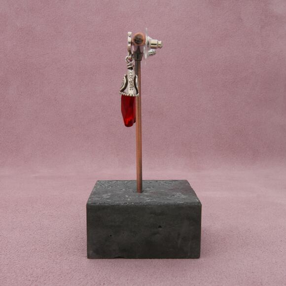 sajen sterling silver red opalite swirls dangle post earrings - Picture 3 of 3